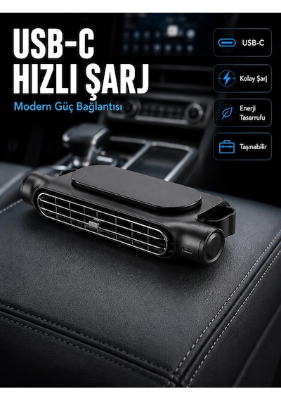 Otomobil Koltuk Başlığı Fanı Güçlü Turbo Hava Akışı Sunan Araç İçi Soğutucu