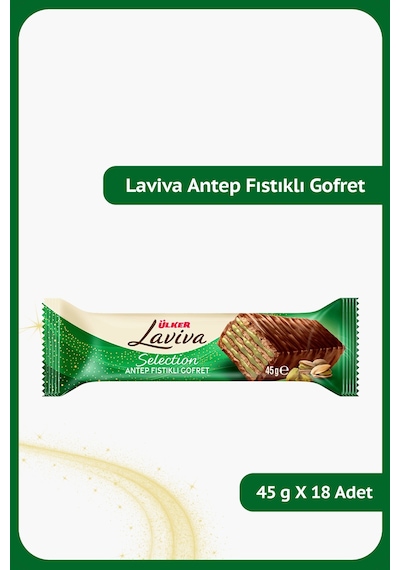 Laviva Antep Fıstıklı Gofret - 45 Gram - 18 Adet
