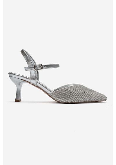 Luvi Shoes Nıvora Gümüş Taşlı Kadın İnce Topuklu Abiye Ayakkabı
