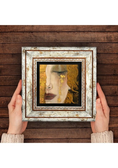Lexroo Gustav Klimt Altın Gözyaşları Taş Duvar Tablosu - Çerçeveli Taş Tablo