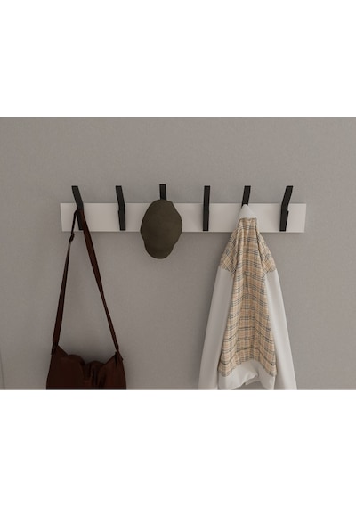 Hepsi3boyutlu Modern Duvar & Kapı Kanca Askılık - 6 Adet Siyah Kanca Askılık - Model No : 3 Siyah