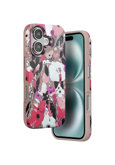 Durukar Apple, Uyumlu iPhone 16 Flower Series Magsafe Kapak - Pembe