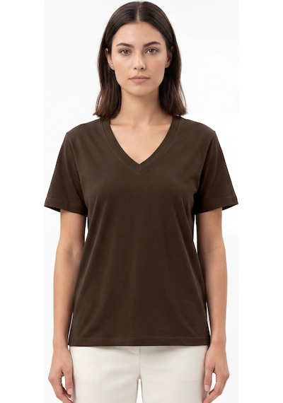Goffra Kadın Vision V Yaka Premium Kalite Yoğun Dokulu Pamuklu T-shirt Kahverengi W102-r0220-07 Goffra Kadın Vision V Yaka Premium Kalite Yoğun Dokulu Pamuklu T-shirt Kahverengi W102-r0220-07