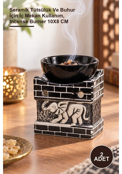 2 Adet Seramik Buhurdanlık Seramik Tütsülük Ve Buhur İçin İç Mekan Kullanım, Incense Burner 10x8 Cm