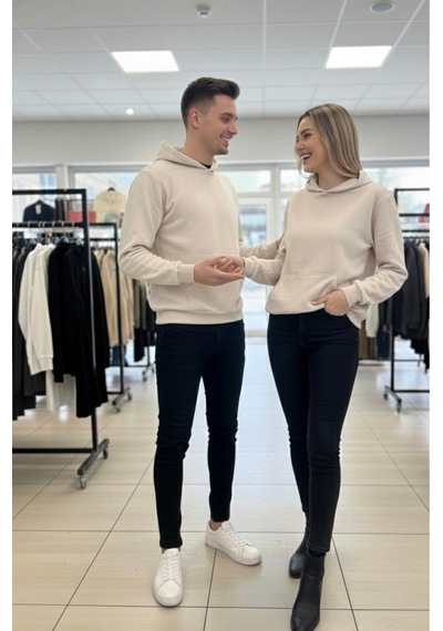 Tuba Toptaş Unisex Bay/ Sweatshirt Kapüşonlu Bej