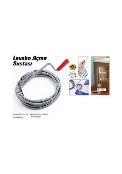 Lavabo ve Gider Boruları Açacağı - Lavabo Açma Sustası -   5metre