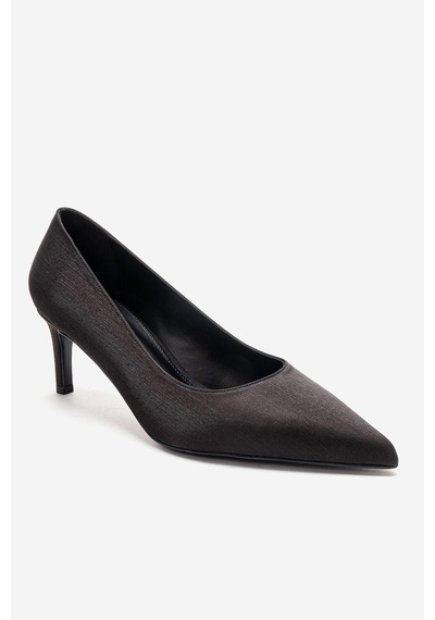 Luvishoes Velmıra Siyah Saten Kadın Topuklu Ayakkabı
