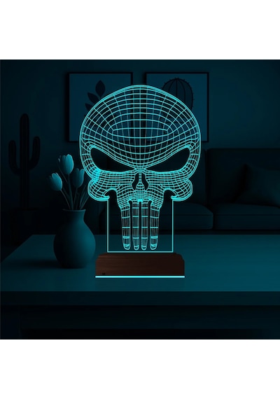 Luvivia Kuru Kafa Punisher 3d Lamba - Masa Gece Lambası Şeffaf