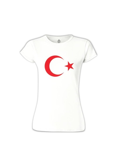 Türk Bayrağı - Ay Yıldız Beyaz Bayan Tshirt