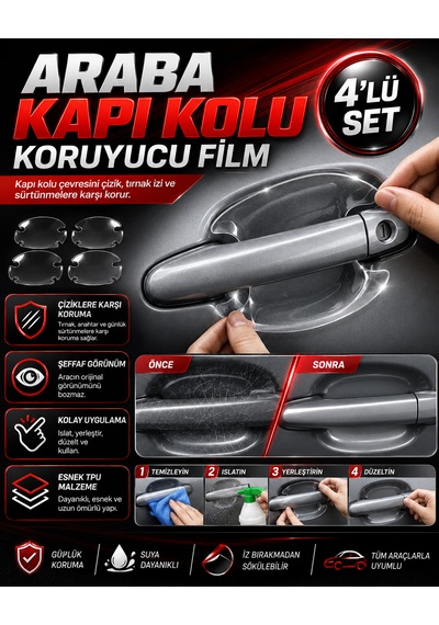 Araba Kapı Kolu Koruyucu Film 4 Lü Set Şeffaf Çizilme Önleyici Koruma Henüz Yorum Yazılmamış. 4 Adet Şeffaf