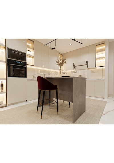 Asra Trend Mutfak Adası MA-03 %100 MDF Yemek ve Bar Masası Retro Gri