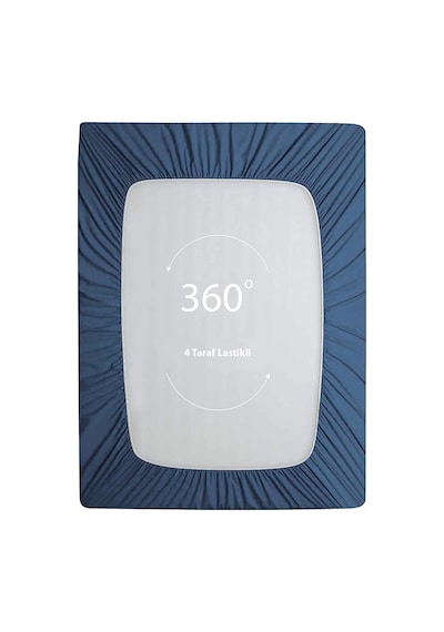 Soley Jersey %100 Pamuk Çift Kişilik 180 X 200 Lastikli Çarşaf İndigo Mavi