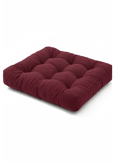 Rual Kadife Döşemelik Kumaştan Yer Pufu Sandalye Minderi Yer Minderi 60x60 Cm Bordo