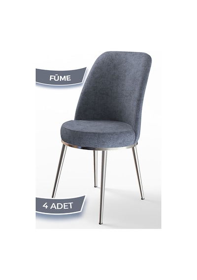 Canisa Concept Dexa Serisi Füme Renk 4 Adet Sandalye, Renk Füme, Ayaklar Krom Füme