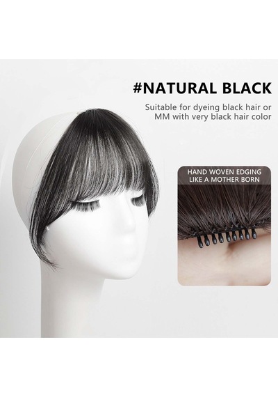 Sahte Patlama Tapınaklarla Saç Uzatma - Doğal Günlük Görünüm İçin Wispy Fringe Clip -on Light Brown