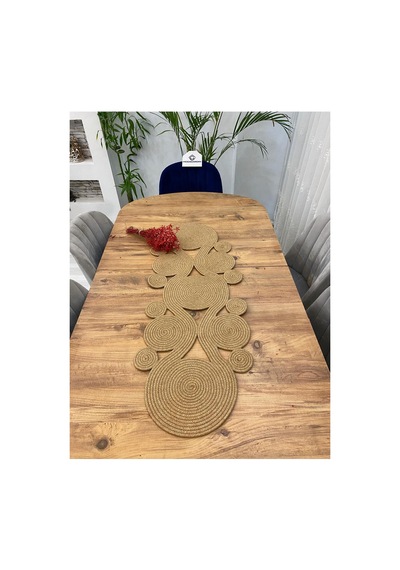 Jüt, Hasır,sarmal Model, Dekoratif Masa Örtüsü, Runner 40x110 Cm, Sehpa Örtüsü, Bohem Tarzı Hasır Hasır