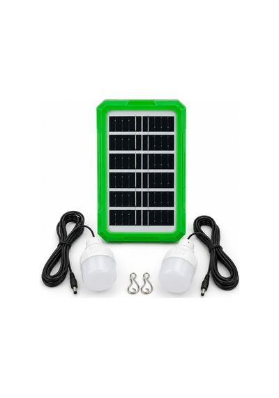 6v 3.5w Solar Panel Sistemli Taşınabilir Aydınlatma Seti 2 Led Ampullü Kamp Lambası