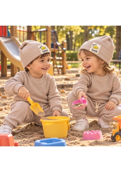 Hukids Unisex Fitilli 3'lü Bebek/çocuk Takımı Hardal