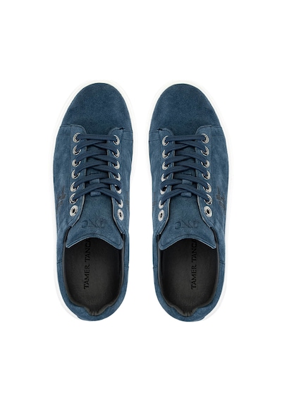 Tamer Tanca Erkek Hakiki Deri Mavi Sneakers & Spor Ayakkabı 04 4502-42 Erk Ayk Y25 Kot Mavı Suet Mavi