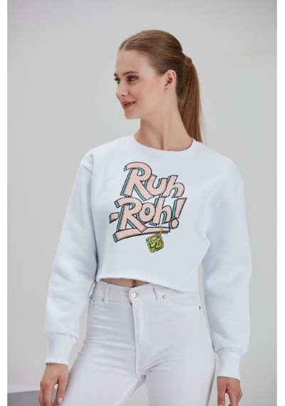 Meecy Kadın Beyaz Baskılı Sweatshirt Beyaz Beyaz