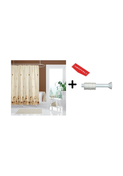 Banyo Duş Perdesi 6022 120x200 Perde Borusu Askı Aparatı 90x130 Hediyeli Çok Renkli