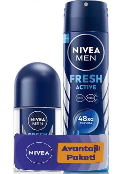 Men Erkek Sprey Deodorant Fresh Active 150 Ml + Roll-on 25 Ml