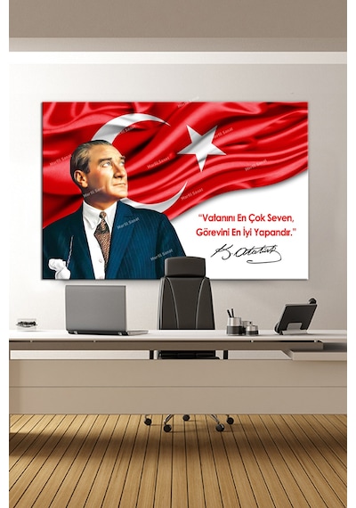 Atatürk Makam Panosu Tablosu Kanvas Tablo Resmi Kurumlar Okullar 120 x 80F