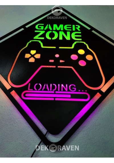 Gamer Zone Led Işıklı Ahşap Tablo (523663563)
