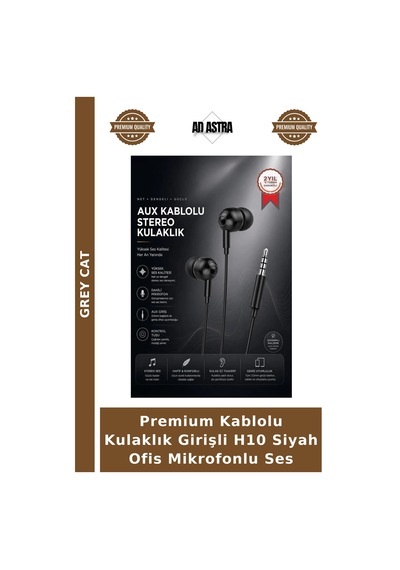 Premium Kablolu Kulaklık Girişli H10 Siyah Ofis Mikrofonlu Ses