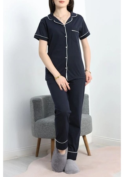 Seka Store Seka Düğmeli Süprem Pijama Takımı Koyulaci - 41820.1048. Çok Renkli