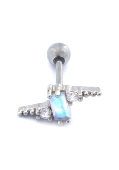 Ferizz 316l Çelik Zirkon Taşlı Yıldırım Şeklinde Piercing Prc-202 Gümüş