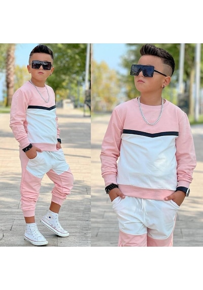 İki İplik Cepli Garson Boy Takımlar Gri - Beyaz - Siyah