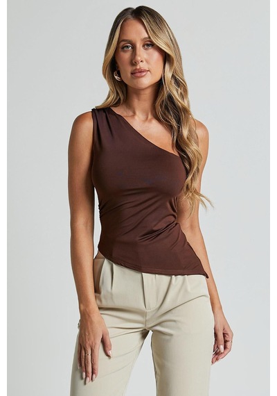 Seeh Kahverengi Tek Omuzlu Basic Kadın Body Sh144
