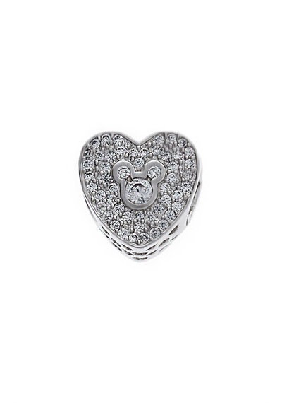 Kadın Kalp Model Mickey Detay Taşlı Gümüş Charm