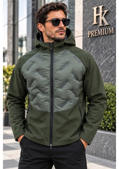 Hk Premium Erkek Parmak Baskı Kapitone %100 Polyester Hibrit Softshell Kapüşonlu Şişme Mont Haki Hk Premium Erkek Parmak Baskı Kapitone %100 Polyester Hibrit Softshell Kapüşonlu Şişme Mont Haki