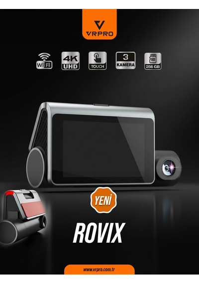 Rovix Gps Wifi Özellikli 4uhd Touch 3 Kamera 256gb Li Araç Kamerası