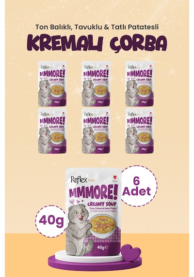 Reflex Plus Mmore Ton Balıklı Tavuklu Ve Tatlı Patatesli Kremalı Kedi Çorbası 40 Gr 6lı Set