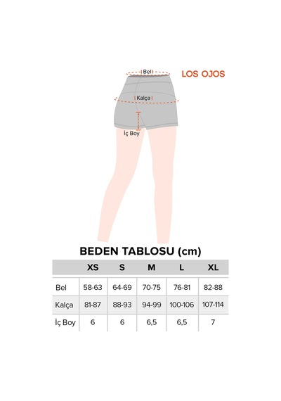 Los Ojos Kadın Antrasit Cepli Beli Lastikli Basic Fit Spor Şort Shorts Antrasit