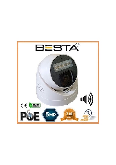 5 Mp Ip Poe Warm Led Dahili Mikrofonlu Dome Güvenlik Kamerası Kd-5250wb