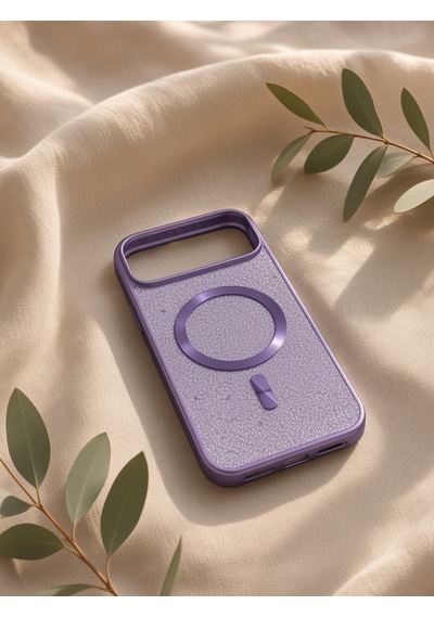 İphone 17/18 Promax Ortak Uyumlu Simli Magsafe Özellikli Kılıf Mor