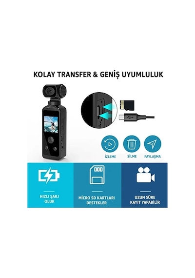 4k Ultra Hd Aksiyon Kamerası 270 Geniş Açı Döner Klips Su Geçirmez Kılıf Wifi Kamera Najmaddin