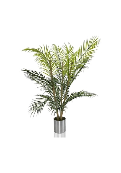 Yapay Çiçek Areka Ağacı Palmiye Ağacı Bambu Saplı Gümüş Saksılı S