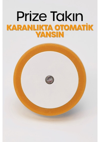 Yuvarlak Otomatik Gece Lambası Işığa Duyarlı Karanlık Ldr Sensörlü Koridor Turuncu Gc01 Turuncu