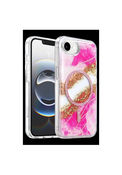 Herşeytrend Onegif Apple iPhone Uyumlu 17e Lotus Simli Magsafe Kapak - Pembe Çok Renkli Diğer