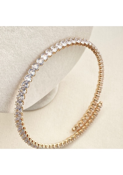 Choker Kolye Kalp Su Yolu Esnek Kelepçe Model Yüksek Kalite 316 L Çelik Gold 39 Cm Gold