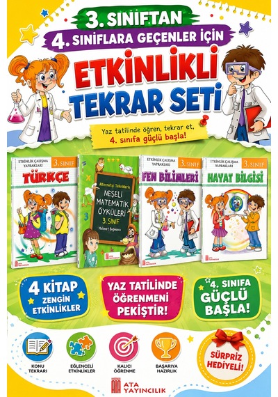 3.sınıftan 4.sınıfa Geçenler İçin Etkinlikli Yaz Tekrar Seti