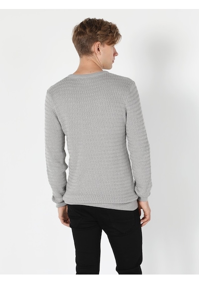 Colin's Slim Fit Gri Melanj Erkek Kazak CL1056031_Q1.V1_MGA