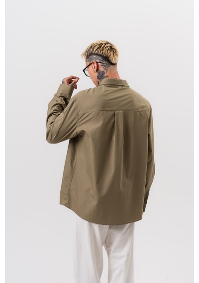 Respire Erkek Poplin Oversize Gömlek Haki