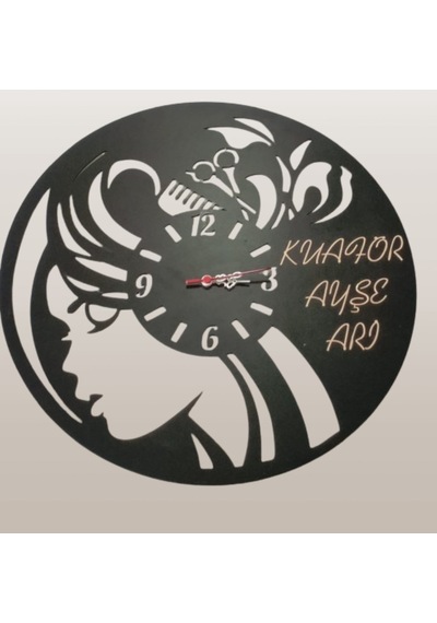 Kuaför Duvar Saati -2a Siyah