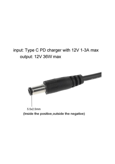 Type C To Dc 12v Pd 5.5 2.5 Mm Adaptör Çevirici Power Şarj Kablo